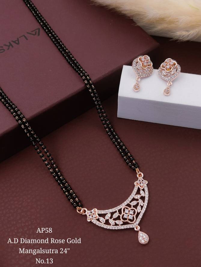 AP5 Designer AD Diamond Rose Gold Mangalsutra Wholesale Shop In Surat
